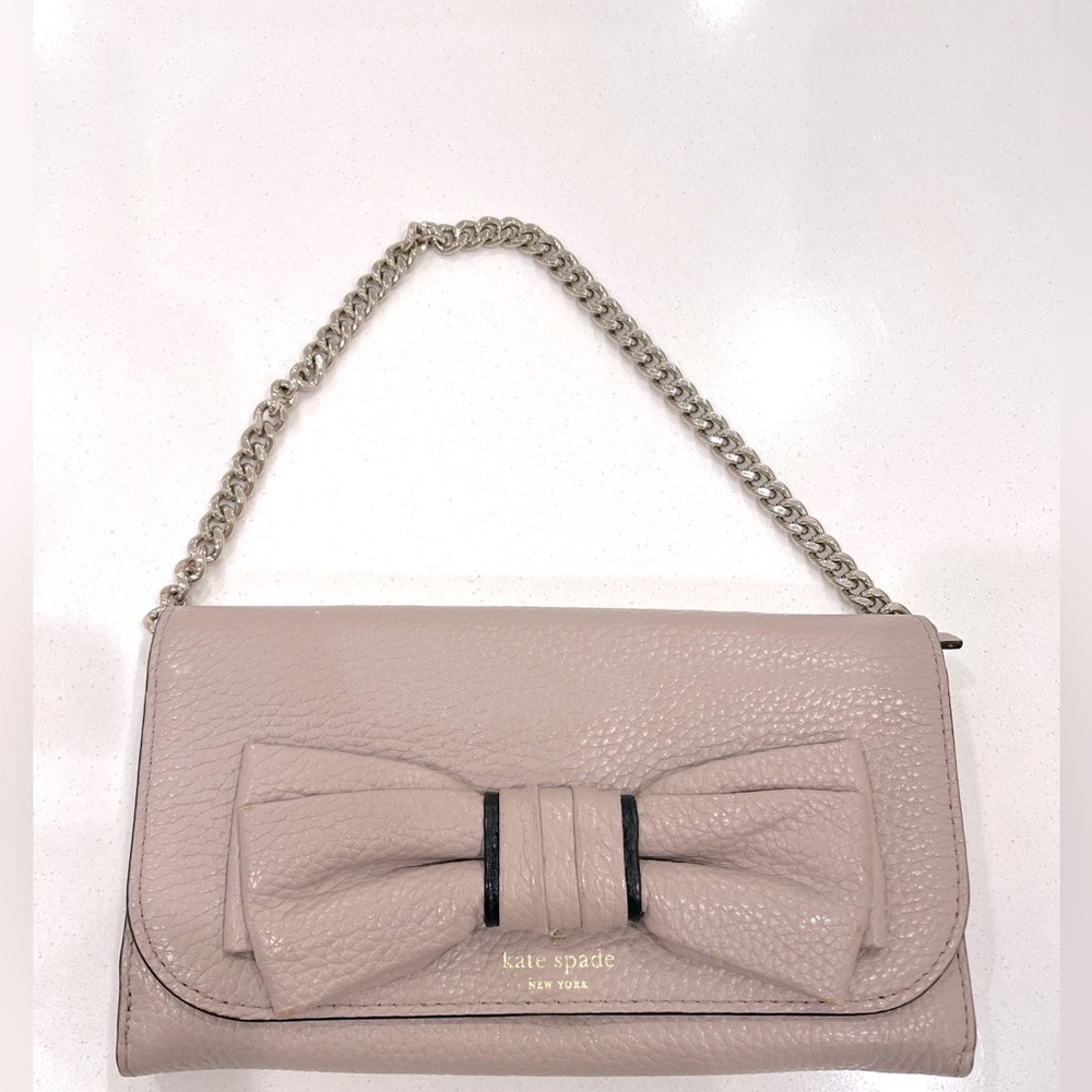 kate spade wallet, leather, large, with detachable chain